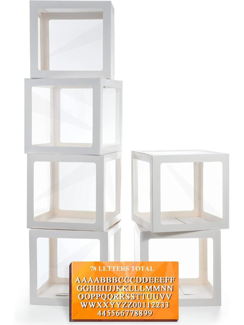 Transparent Balloon Boxes with 78 Letters Numbers for Custom Name